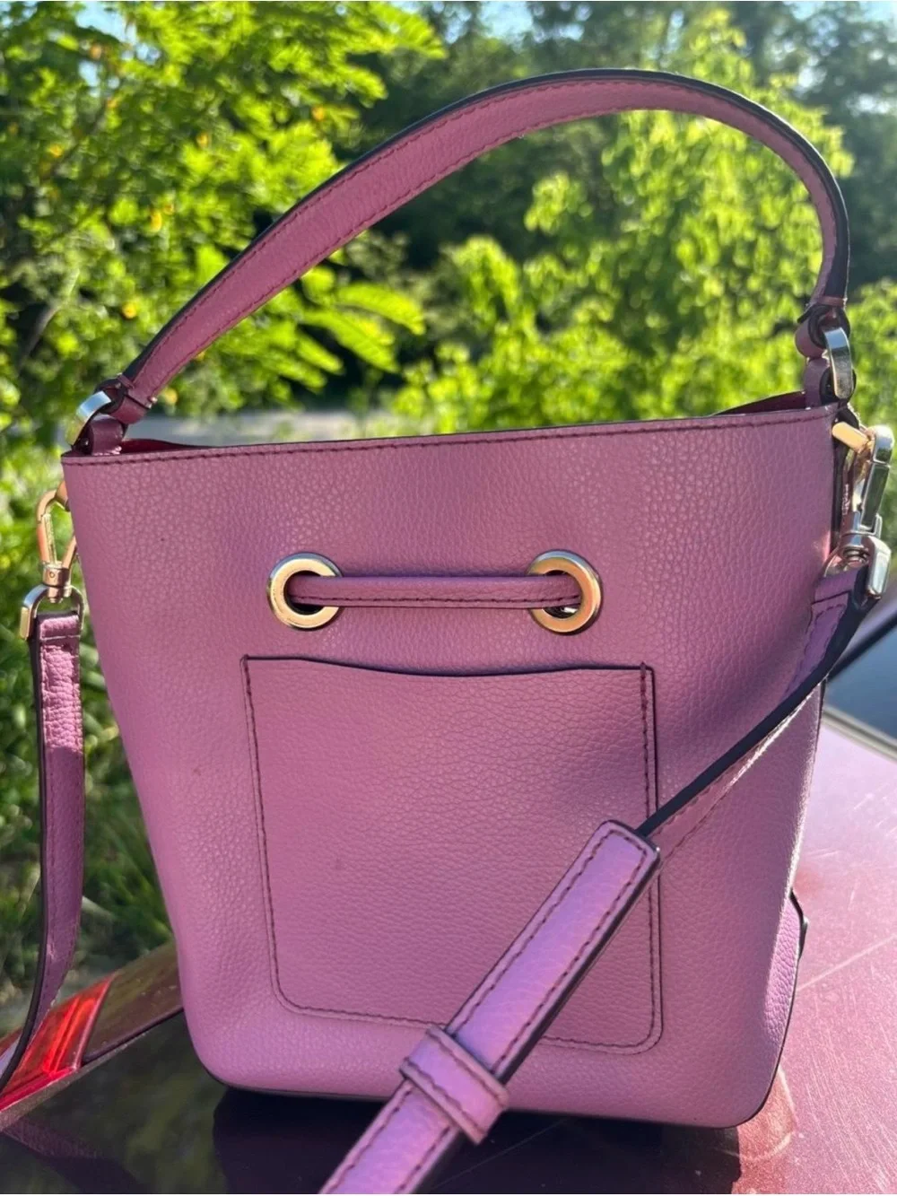 Kate Spade Mauve Pebbled Leather Bucket Bag